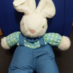 Vintage 1993 ABC Animal Baby Club White Plush Bunny Rabbit