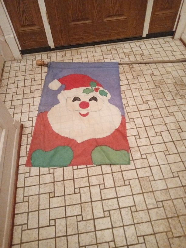 Decorative Santa Flag On Pole