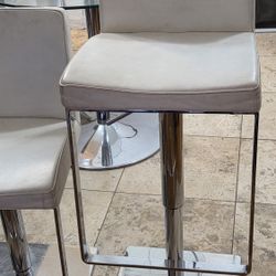 Jensen Lewis White Leather Adjustable Bar/Counter/Dining Chairs