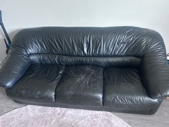 Two piece, black leather couch