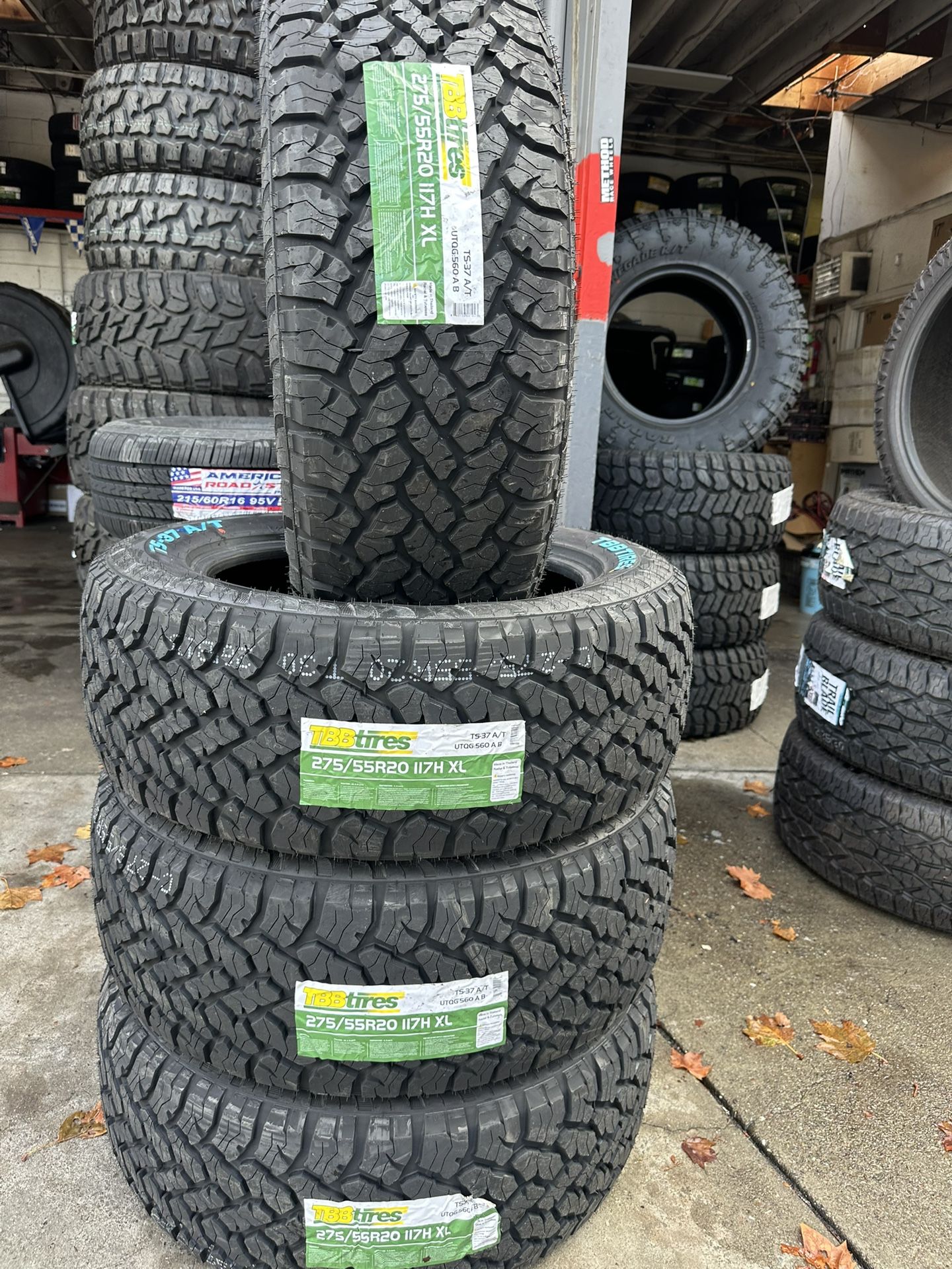 new tire 275/55R20 TBB TS-37 A/T 117H 4 Tires Free Mount Balance installed