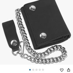 Chain Wallet Black Leather New
