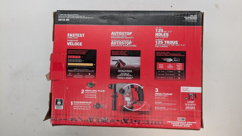 Milwaukee (2912-20) M18 FUEL 1" SDS Plus Rotary Hammer (Tool Only)