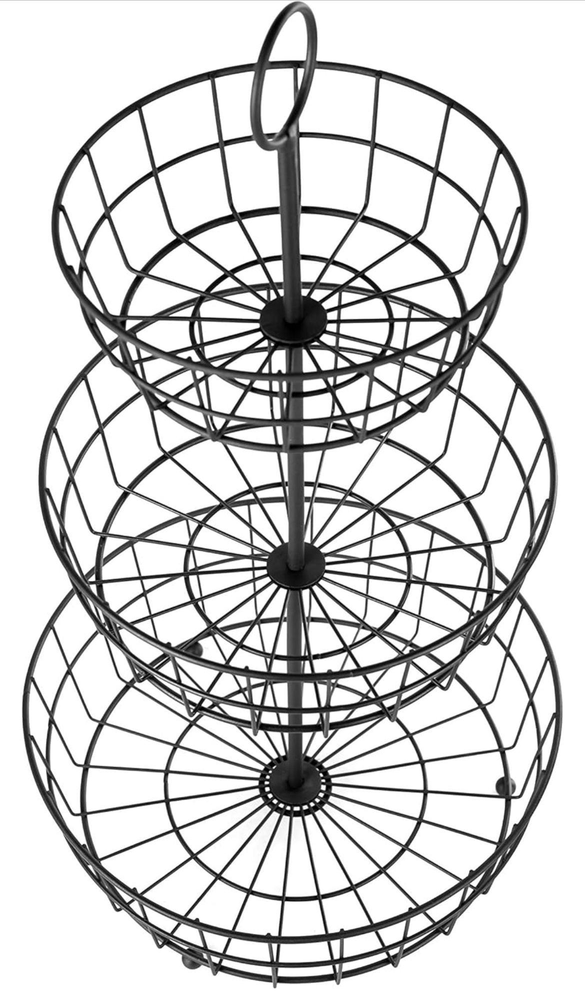HANZE 3-Tier Wire Fruit Basket Bowl Brown Detachable Vegetable Bread Basket Display Storage Stand Design for Kitchen Bathroom Organization