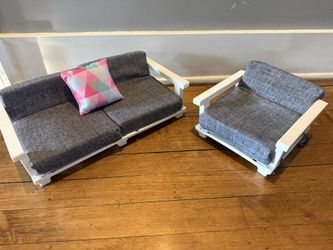 My Life As Living Room Set~Sofa With Throw Pillows Couch Chair Dolls Furniture