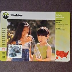 1999 Grolier Slinkies Slinky United States Postage Stamp History Large Card Vtg