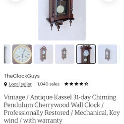 Vintage Kassel 31day  Grandfather clock