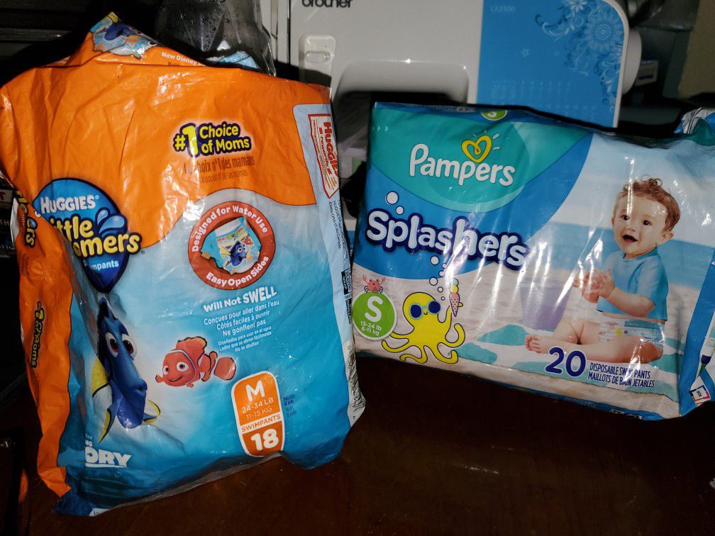 Pampers and Huggies swim Diapers