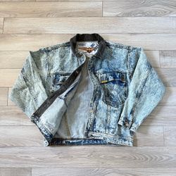 Vintage 80’s 90’s Distressed JORDACHE Acid Wash Denim Jacket Sz Medium