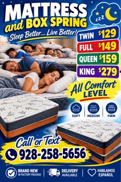 King mattress and box spring $270