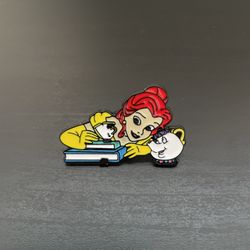 Disney Beauty & Beast Pin NEW Belle Teapot Chip Mrs Potts Pinback Metal Enamel