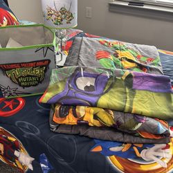 Ninja Turtle Twin Bed Set With Lamp And Bins