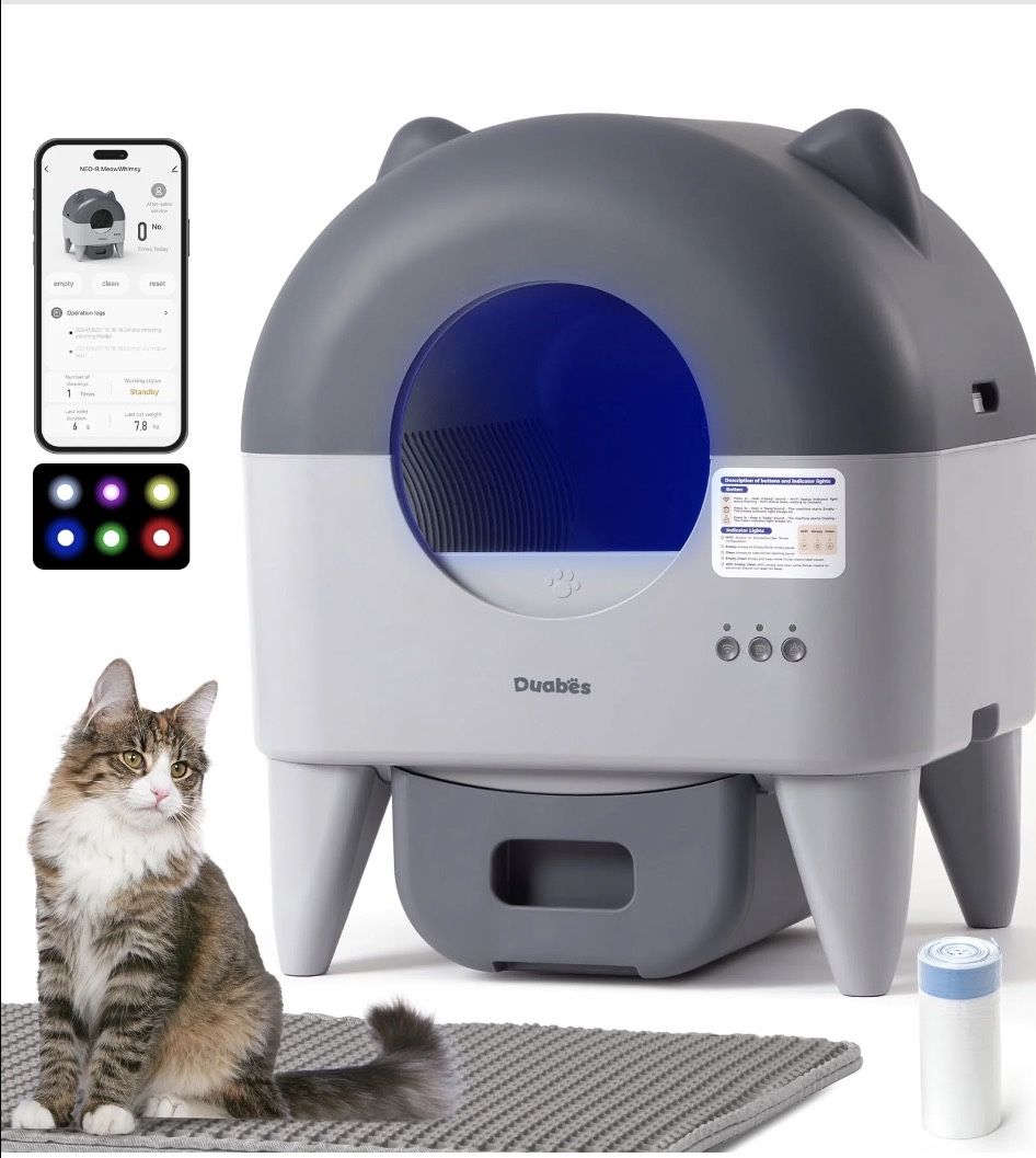 Duabes Self-Cleaning Cat Litter Box, Extra Large for Multiple Cats,