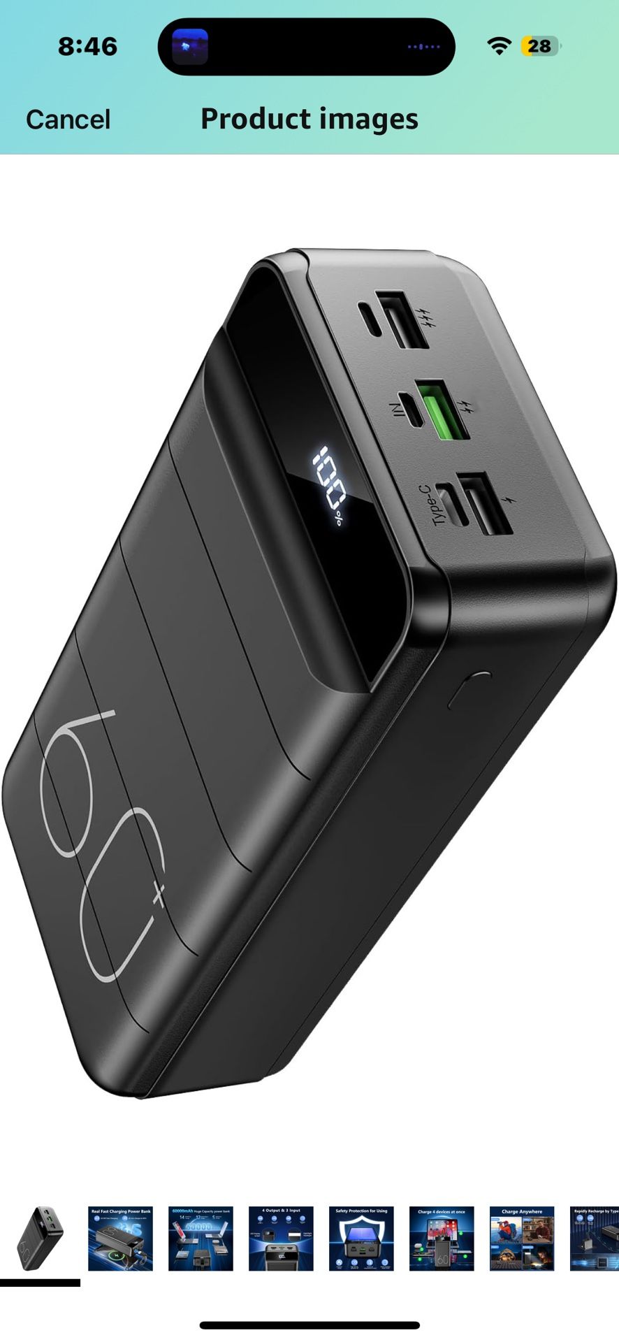 Power Bank 60000mAh 22.5W Fast Charging Portable Charger with Flashlight, 4 Outputs & 3 Inputs LED Display Huge Capacity External Battery Pack for Mos