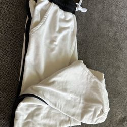  Cotton  Joggers White W Black Stripe Sz 12