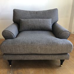 Interior Define Maxwell Gray Arm Chair & Ottoman Like New Condition 