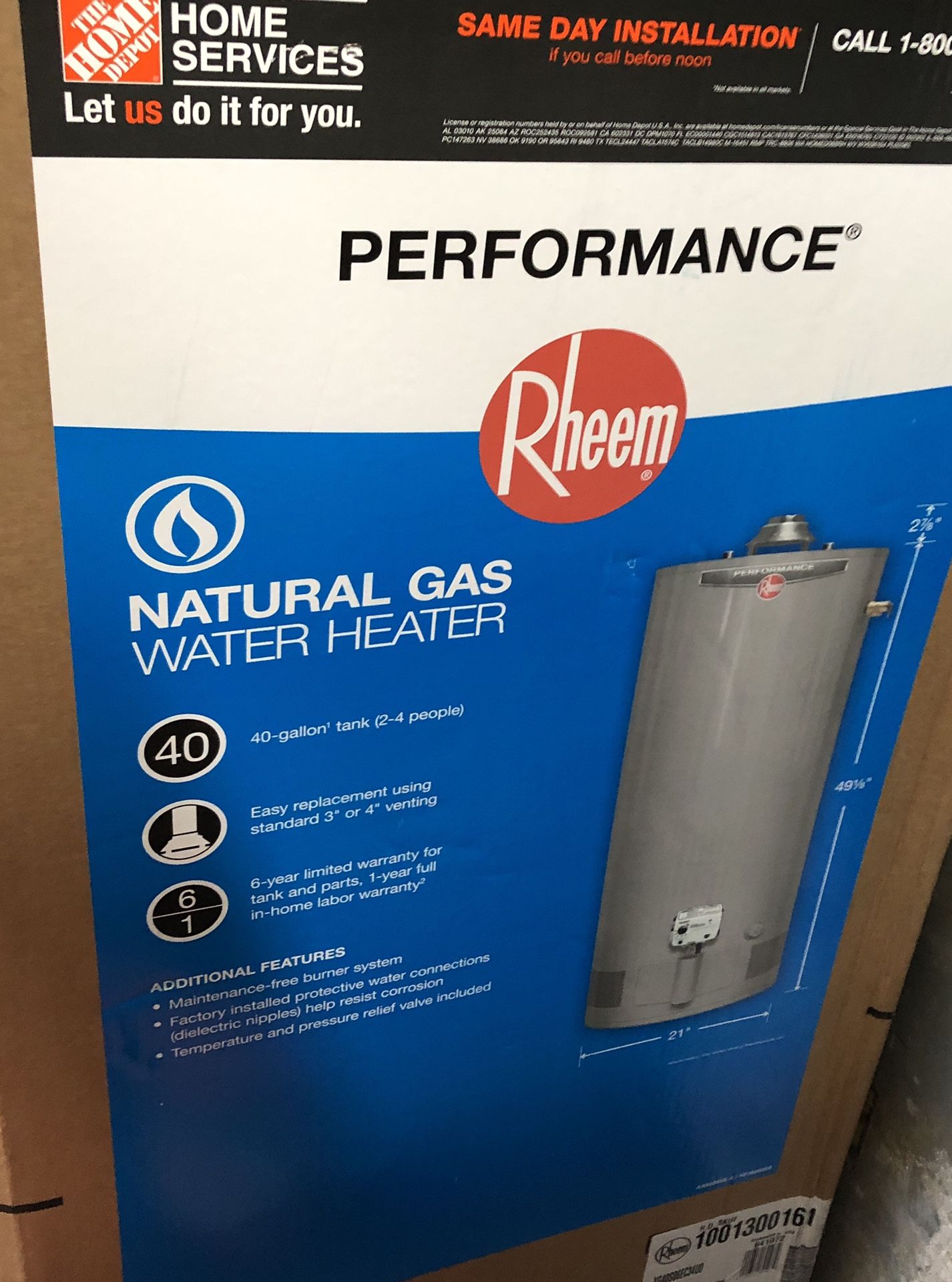 Brand new 40 gallon water heater WITH INSTALL ONLY