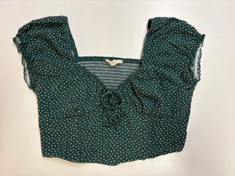 Hollister Green Floral Smocked Crop Top