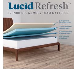 12 inch KING SIZE LUCID refresh Memory foam Gel mattress for sale