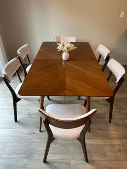 Castlery Dining Table and 6 Bed Bath and Beyond Chairs