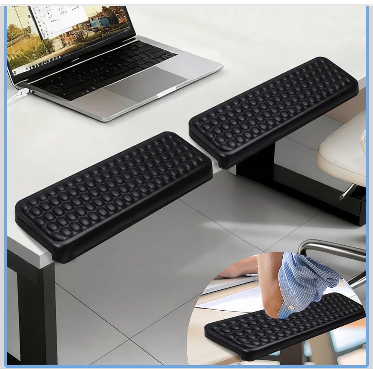 L-Shaped Desk Elbow Pad for Desk, 2-Piece Ergonomic Desk Edge Cushion, PU Leather Elbow Support Padding with Non-Slip, Wrist Comfort Support for Offic