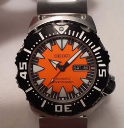 Seiko 2nd Generation Monster SRP315 Discontinued Rare Orange Dial Automatic Japanese Diver Watch + **extra 3 straps included**