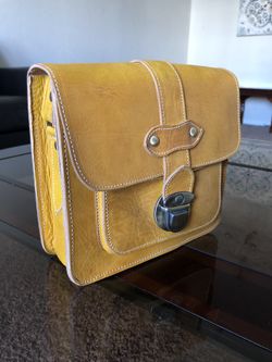 Yellow real leather women handbags