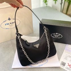 Prada Reedition Re Edition 2005 Nylon Renylon Chain Crossbody Shoulder Bag Purse