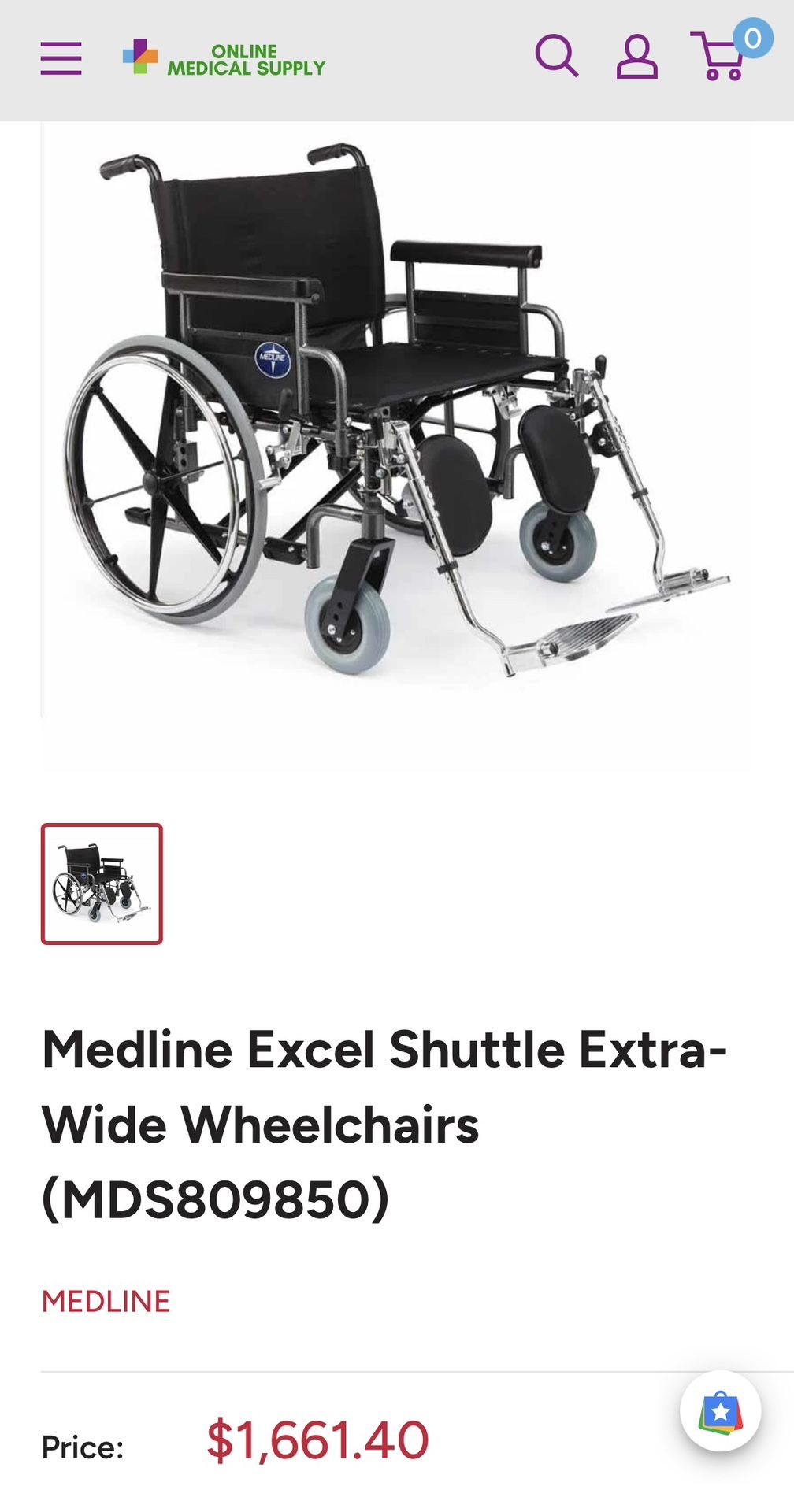 Bariatric Wheelchair w/Detachable Arm & Leg Rests