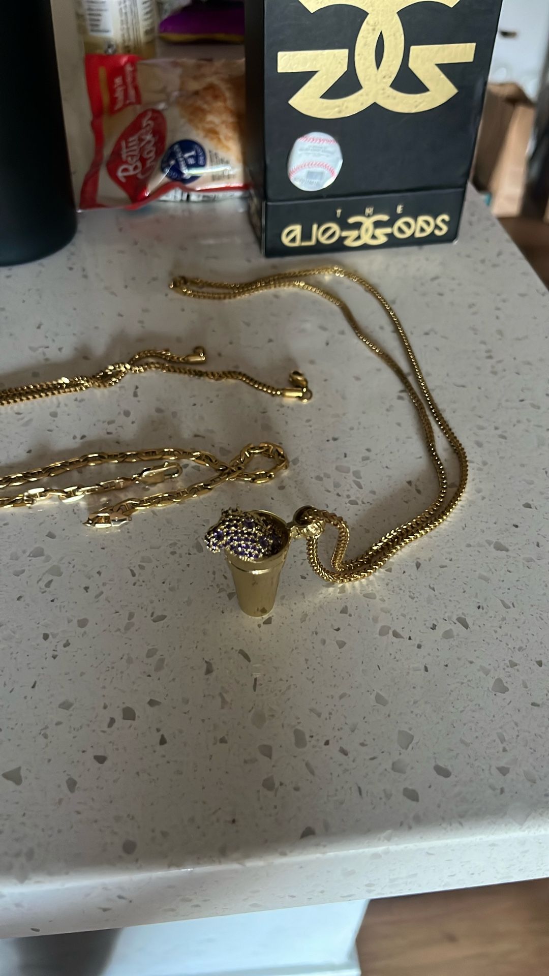 Double Cup Pendant And Chain Gold Plated 