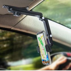 Sun Visor Phone Holder,360° Rotatable Rearview Phone Holder, Cell Phone Holder for Car Sun Visor Perfectly for iPhone, Samsung & Other Cellphone, Car