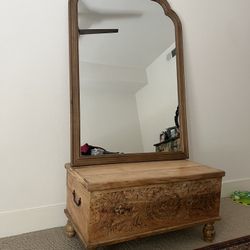 Wooden Chest And Mirror 