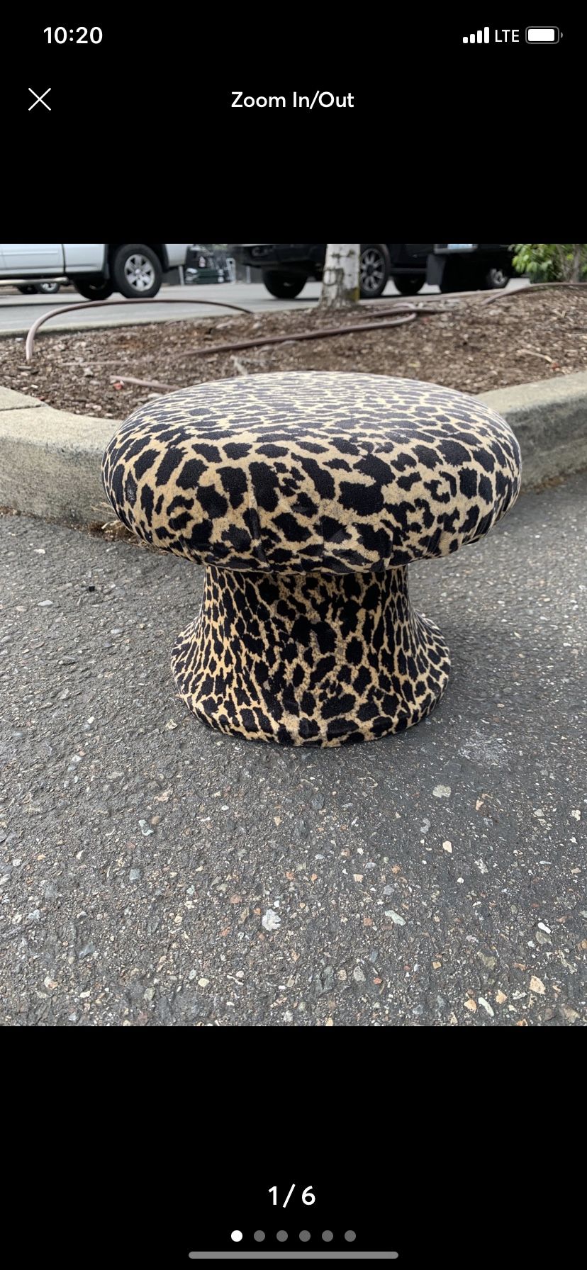 Vintage MCM Cheetah Print Mushroom Stool- So Cool!