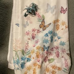 Butterfly Shower Curtain New With Hooks 
