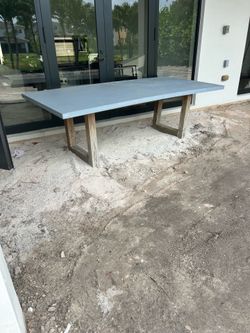 Concrete table with wood base