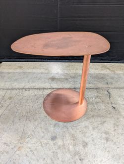 Contemporary Copper Tone Pedestal Side Table