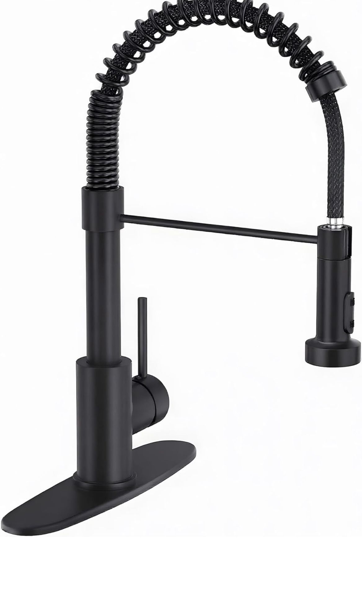 Black Kitchen Faucet with Pull Down Sprayer,Pull Out Kitchen Sink Faucet,Stainless Steel Commercial Spring Farmhouse Sink Faucets 1 Hole Or 3 Hole Dua