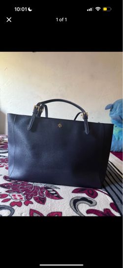 Tory Burch Navy Leather Tote Bag