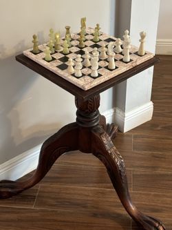 Antique Table + Chess Board