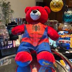 Build a Bear BABW Marvel Spider-Man Teddy 16" Red Plush Embroidered Patch 2019
