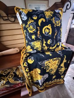 Authentic VERSACE Home Baroque Cushion & Throw Blanket (Sold Separately)