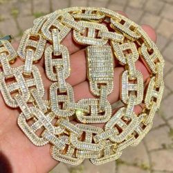 16MM Full Ice Out Chain 14k Gold Plated Doesn't Loses Color 