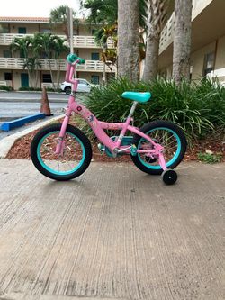 Kids Pink and Teal Bike with Training Wheels
