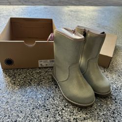 UGG Corene Toddler Silver Gold Metallic Lace Up Boots Size Girl's 7