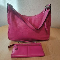 Coach Perforated Leather Hobo Shoulder Bag