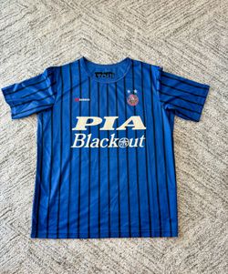 Travis Scott Utopia Pia Blackout Soccer Jersey - Size L Blue Short Sleeve