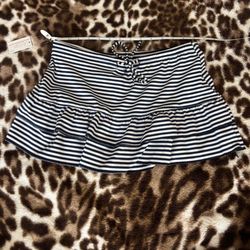 Navy Blue Y2K Striped Skirt