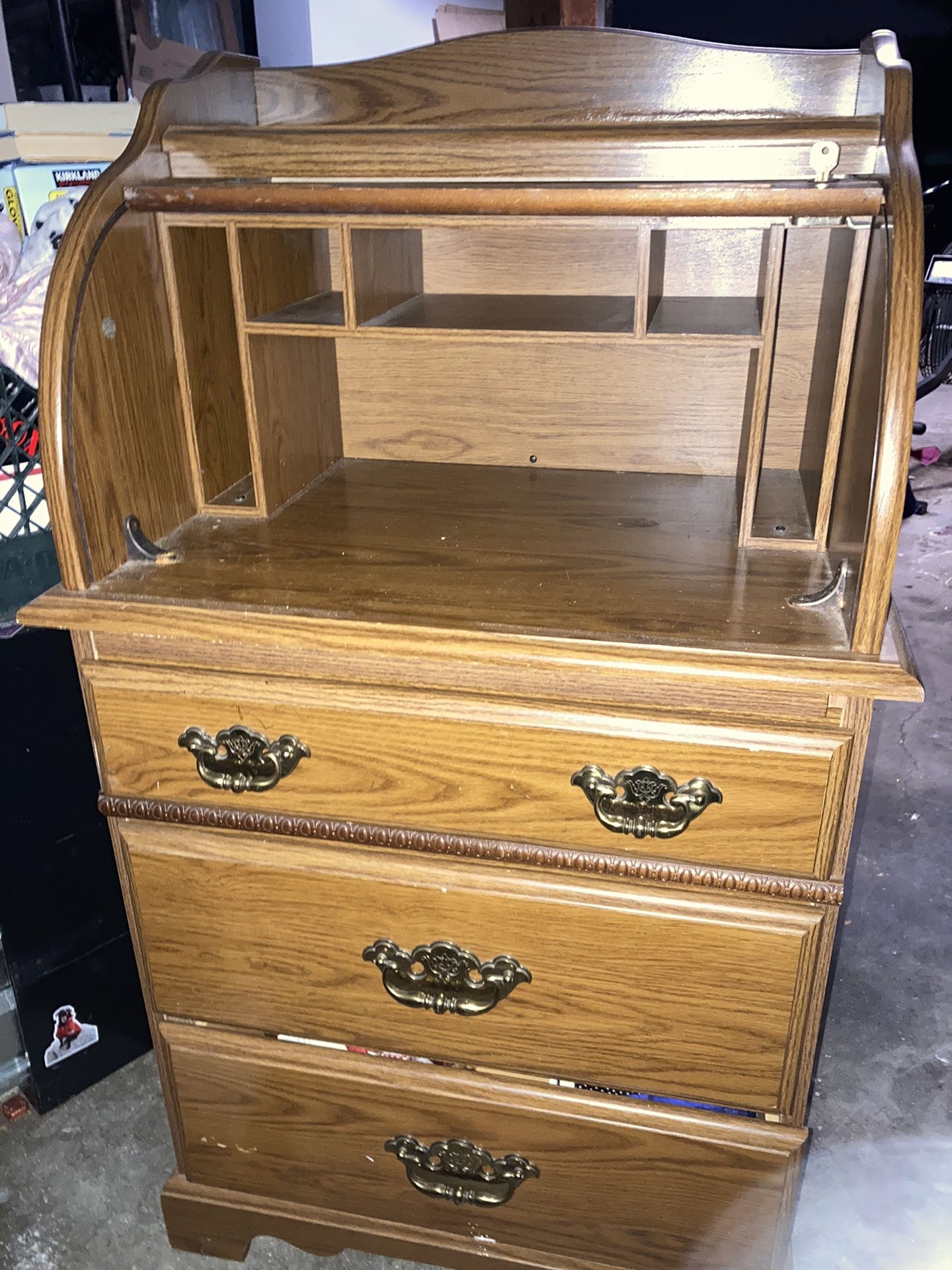 Vintage Roll Top Secretary Desk