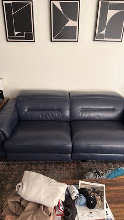 Navy Blue Reclining Sofa