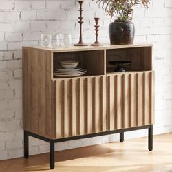 Norwin Storage Cabinet, Modern Rustic Industrial Buffet Sideboard, Accent Console Credenza, Fluted Panel Doors, Adjustable Shelves, Sturdy Metal Legs 